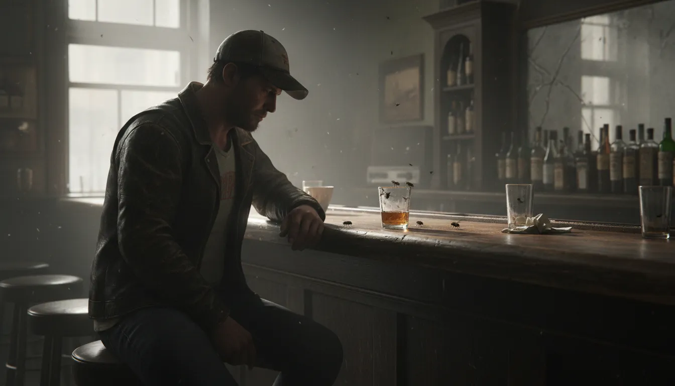 “drink with the flies” kelimesinin çizimi: to drink alcohol alone
