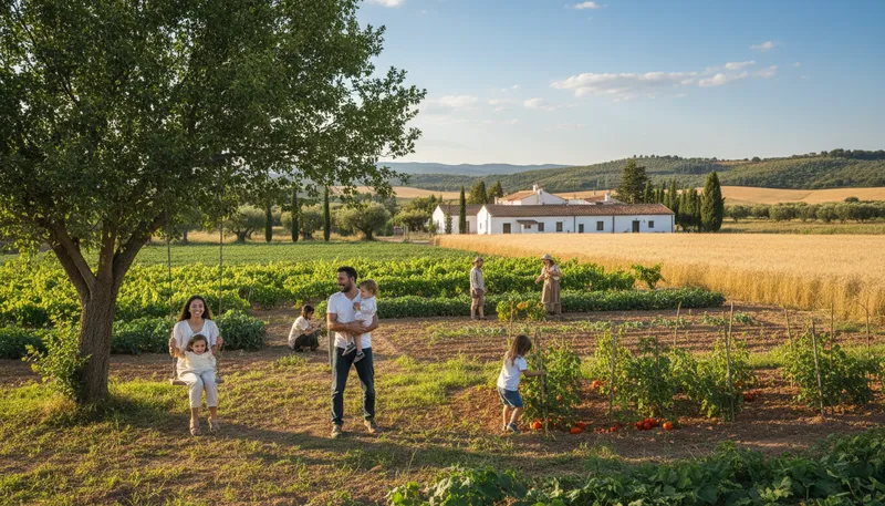 Illustration of kibbutz: A collective community in Israel, often agricultural.