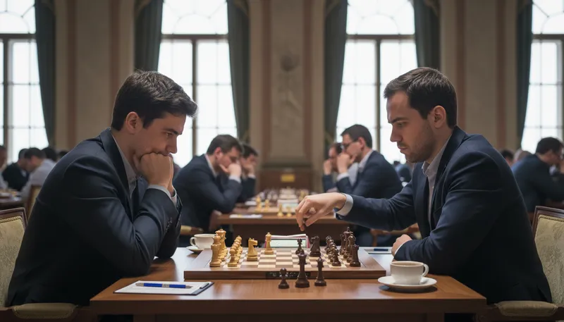 Illustration of war of nerves: a tense competition between people.