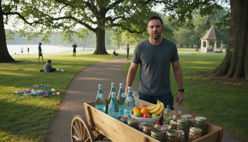 Illustration of on the wagon: abstaining from drinking alcohol.