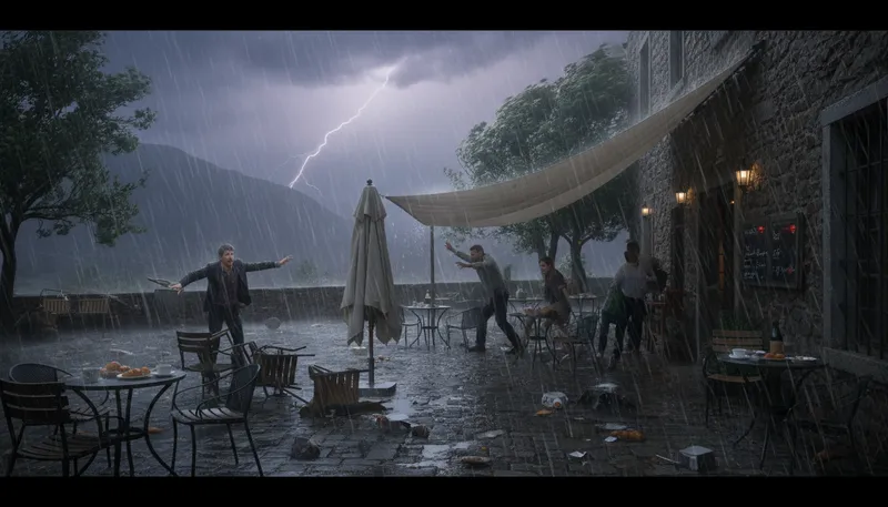 Illustration of sudden: happening quickly and unexpectedly.