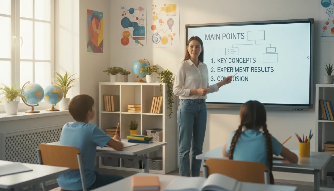 recap 일러스트: To summarize or repeat the main points.