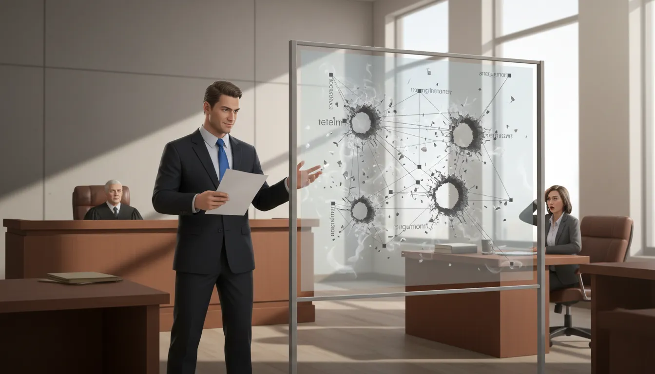 shoot holes-এর ইলাস্ট্রেশন: To criticize or undermine an argument.