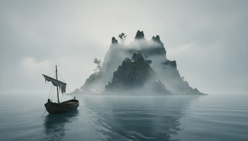 Illustration of isle: A small island, often in a lake or river.