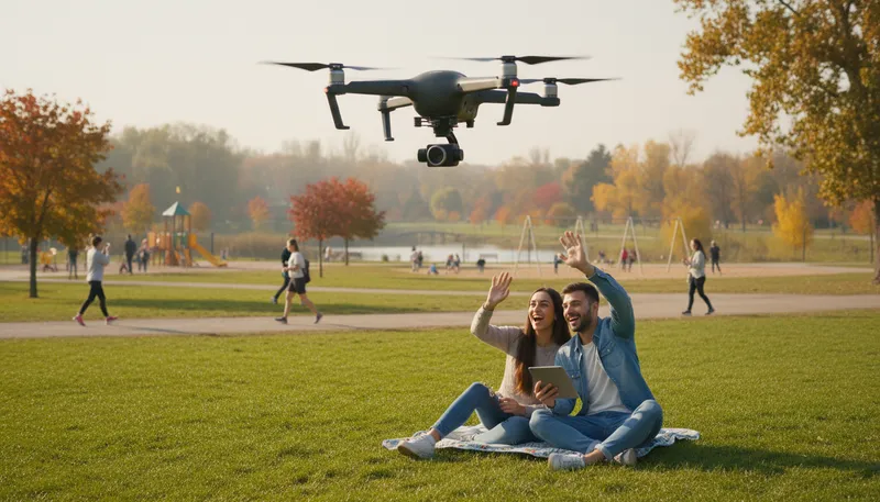 Illustration of drone: An unmanned flying vehicle or device.