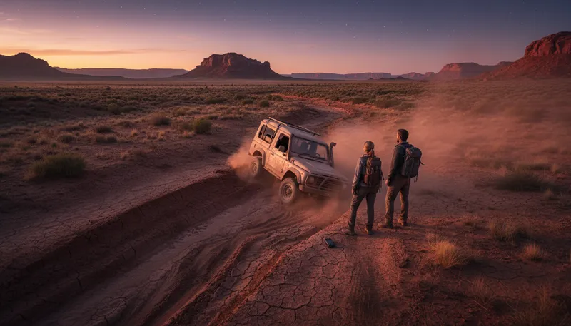Illustration of arse end of nowhere: a very remote or isolated place