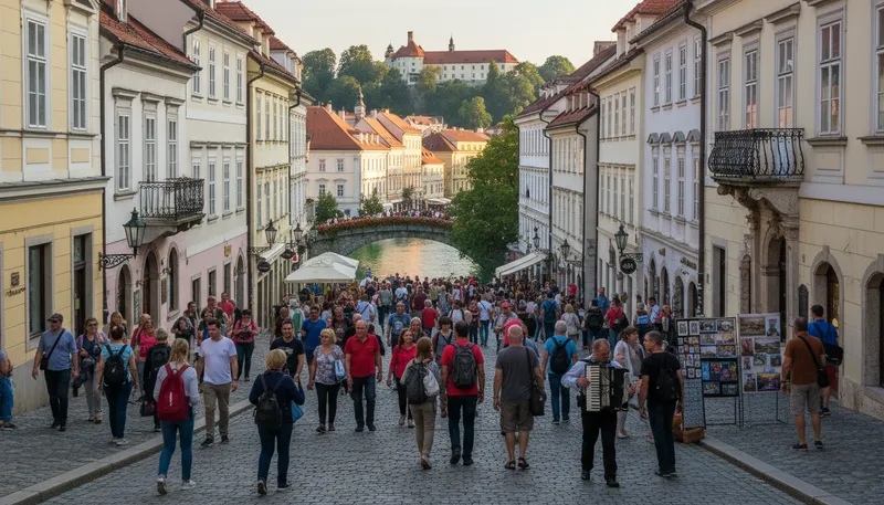 Illustration of ljubljana: The capital city of Slovenia, known for bridges.