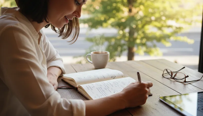 Illustration of notebook: A bound collection of blank pages for writing.