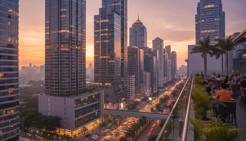 Illustration of makati: A city in the Philippines known for business.