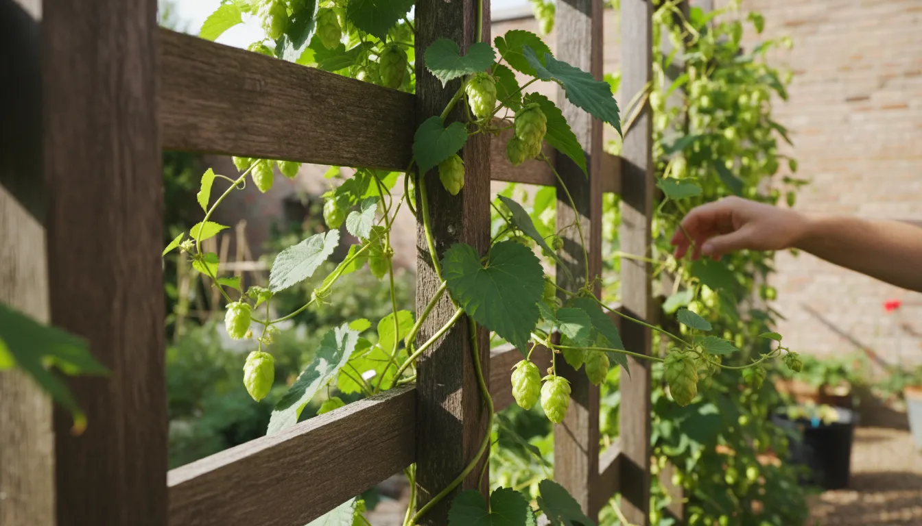 “hop” kelimesinin çizimi: a climbing plant used in brewing