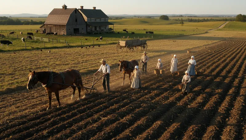 Illustration of mennonite: A member of a Christian group with simple living.