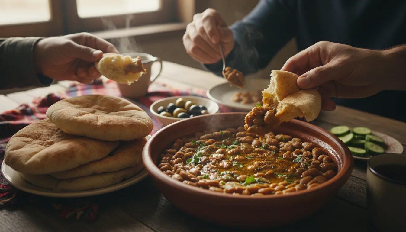 ful 的插圖：A Middle Eastern dish of cooked fava beans.