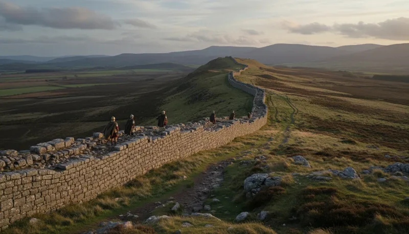 Illustration of hadrian: A Roman emperor known for building a wall.