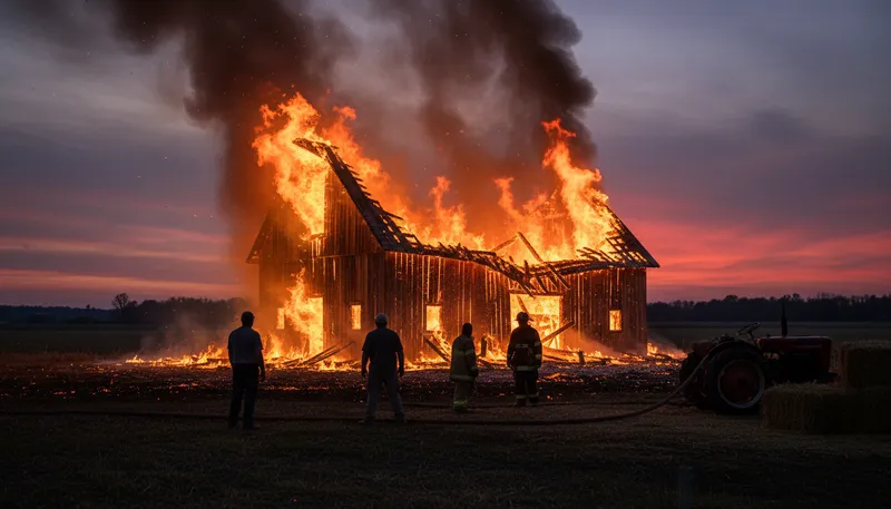 Illustration of conflagration: A large and destructive fire.