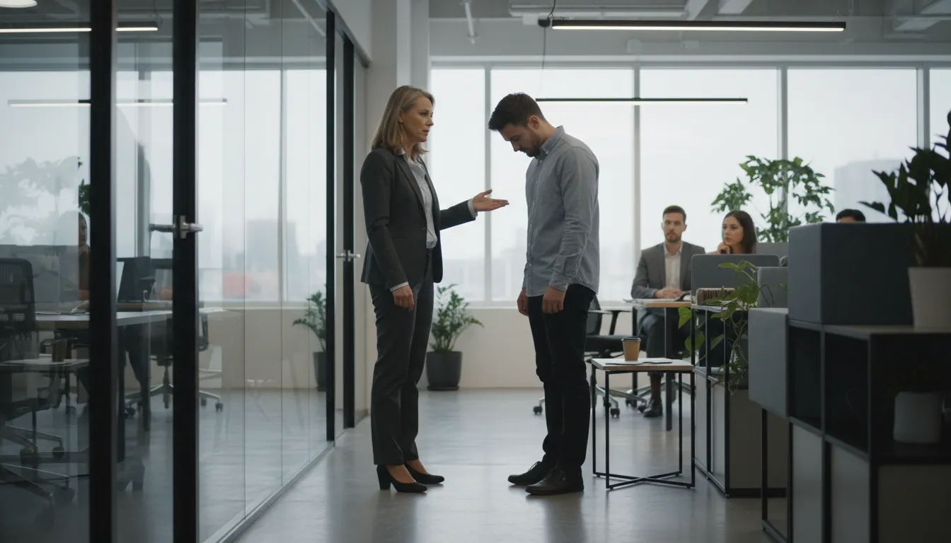 Illustration of give someone a talking-to: scold or reprimand someone.