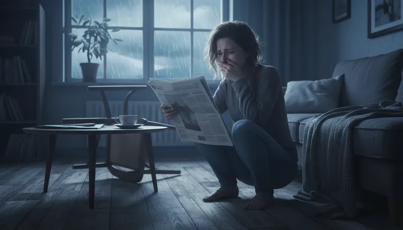 Illustration of anguish: Extreme pain or suffering, often emotional.
