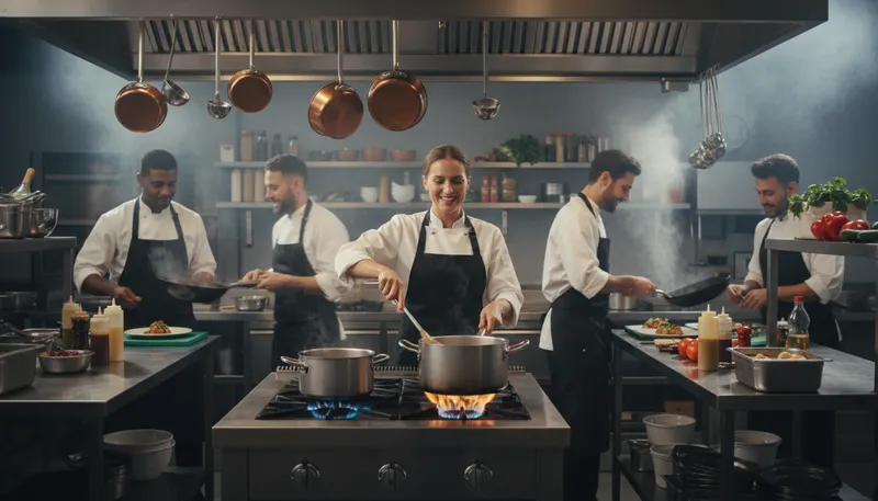Illustration of cooking with gas: Making good progress or performing well.