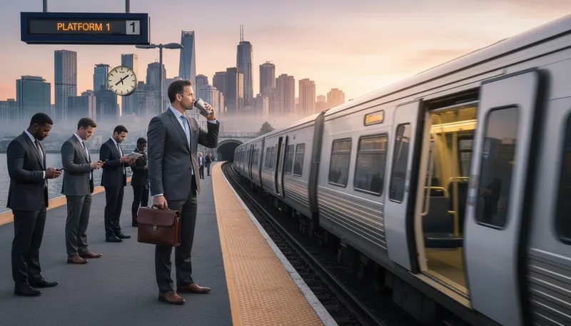 Illustration of commute: To travel regularly to and from work.