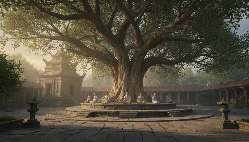 Illustration of bodhi: A tree under which Buddha attained enlightenment.