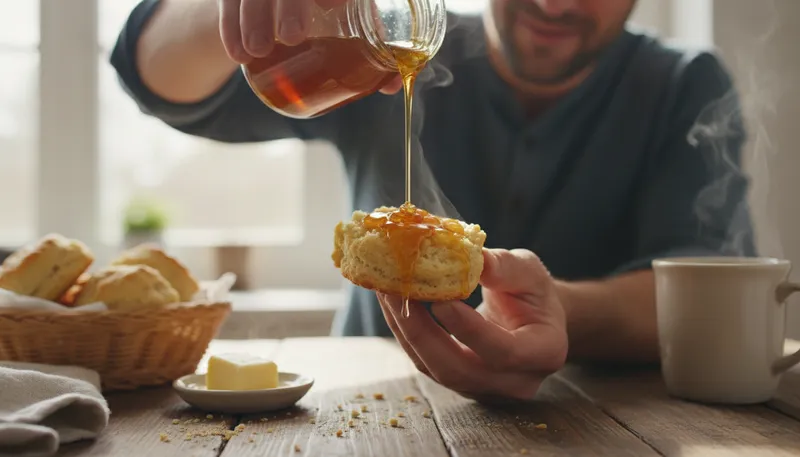 Illustration of pour honey on: To drizzle honey over food.