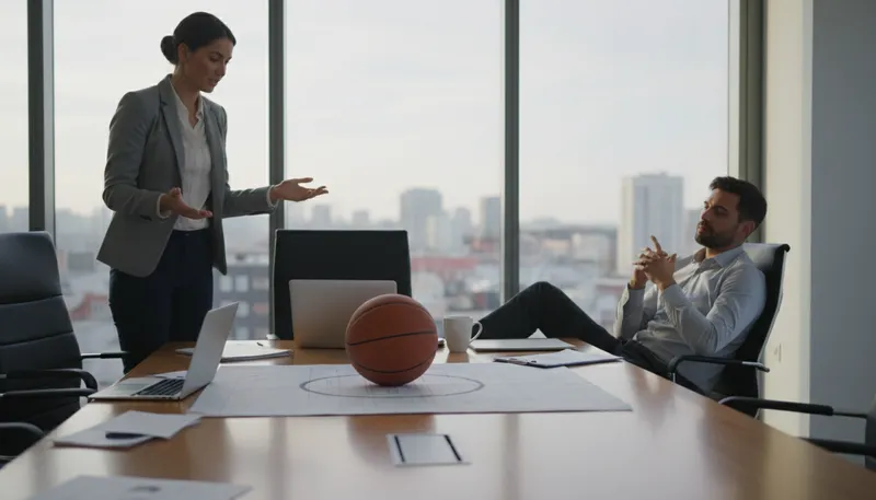 Illustration of leave the ball in someone's court: put the decision responsibility on someone else
