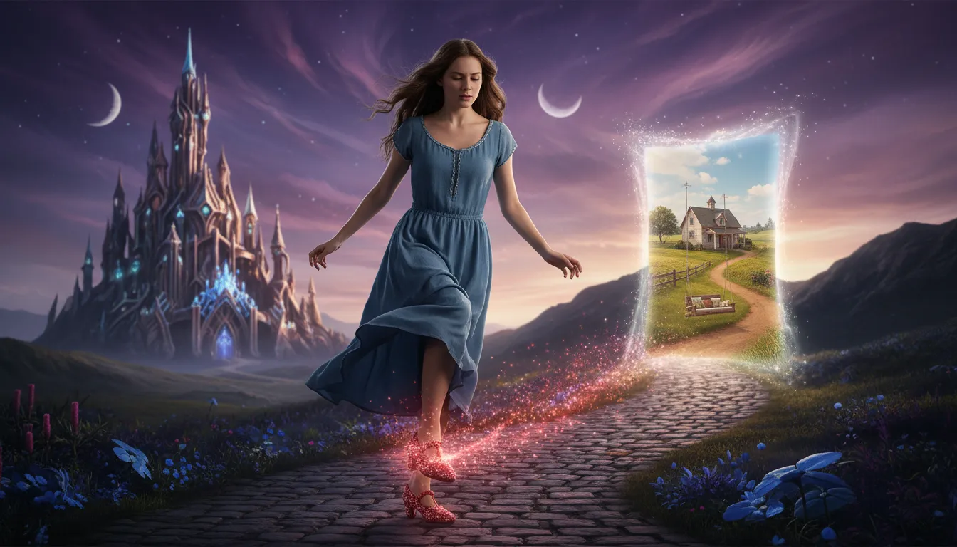 ruby slippers 일러스트: magical red shoes that send you home
