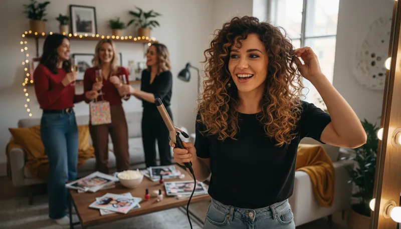 Illustration of curls for the girls: hairstyles meant to attract attention.