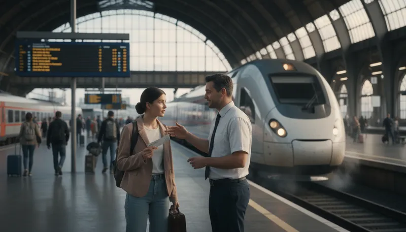 Illustration of where does this train go: to ask for a train destination