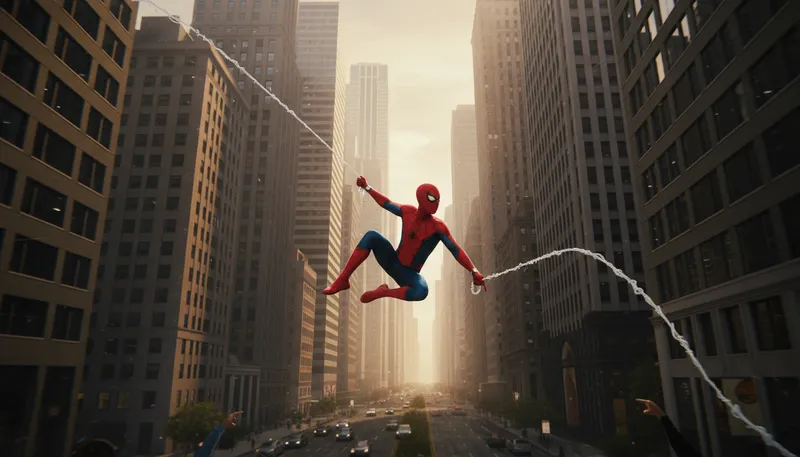 Illustration of spiderman: A superhero known for climbing walls and web-slinging.
