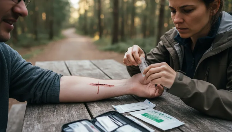 Illustration of laceration: A deep cut or tear in skin.