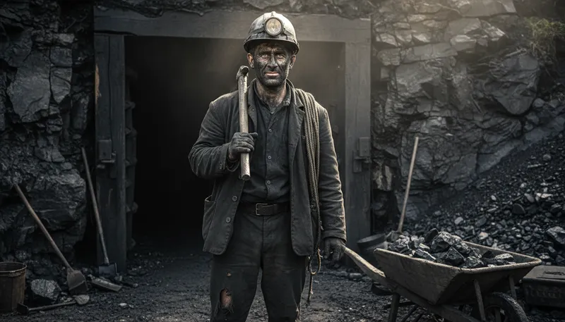 Illustration of collier: A person who works with coal.