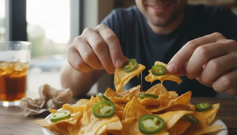 Illustration of nach: A type of Mexican snack food.