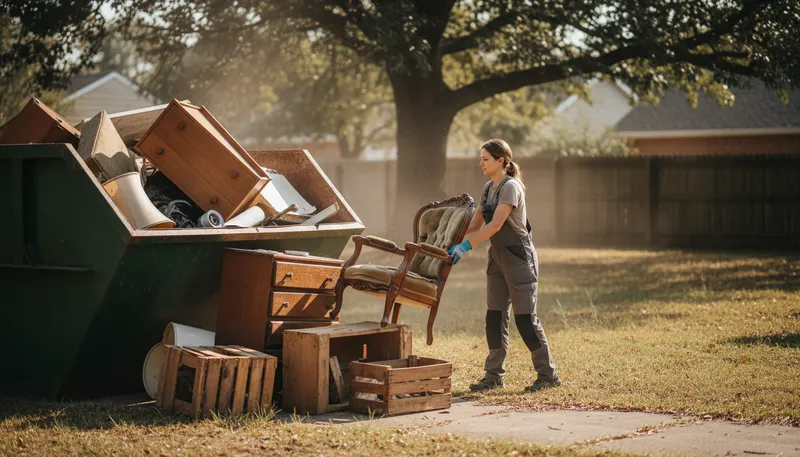 Illustration of dispose: to throw away or get rid of something.