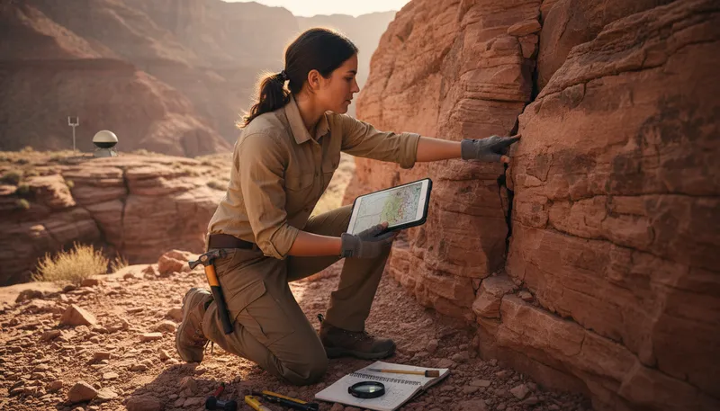 Illustration of geoscience: the study of Earth and its processes.