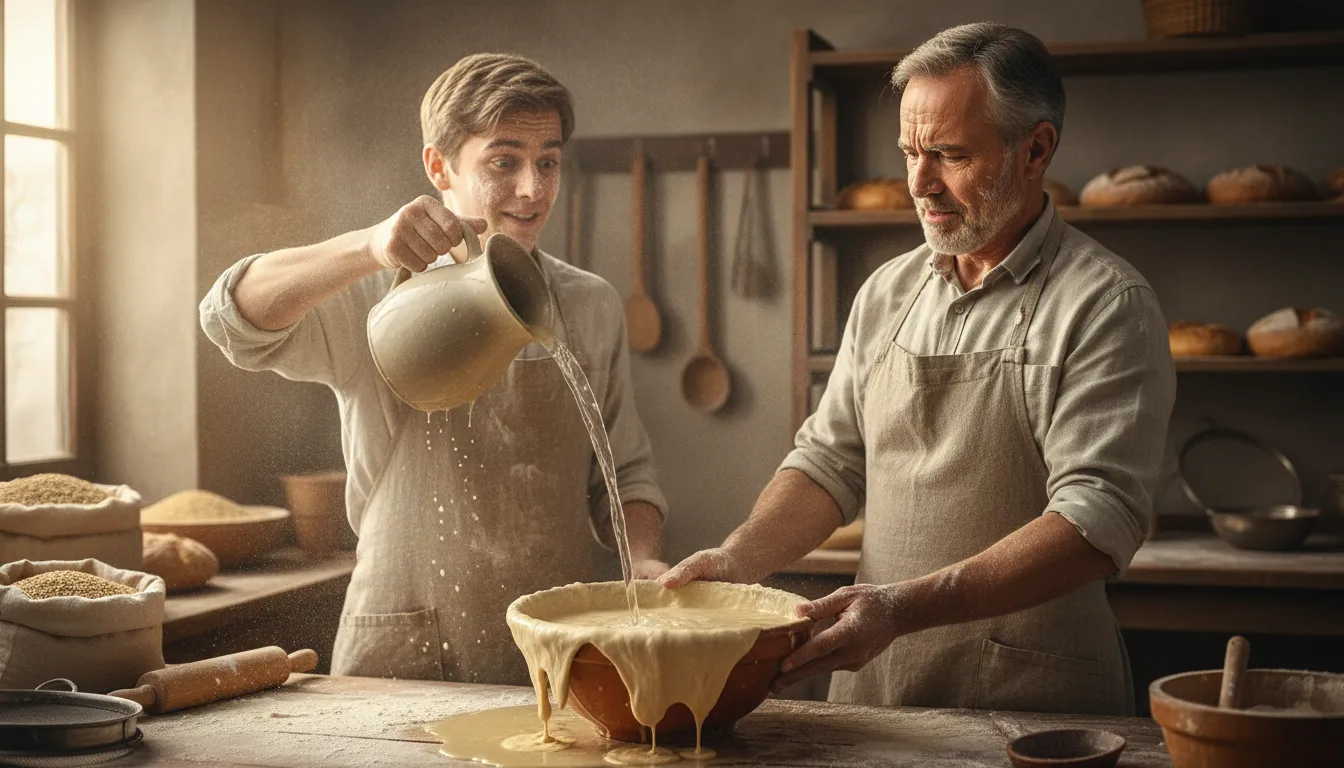 Иллюстрация drown the miller: to add too much water to flour or liquor