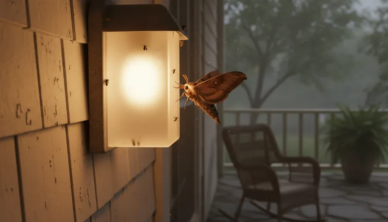 Illustration of moth: A flying insect attracted to light.