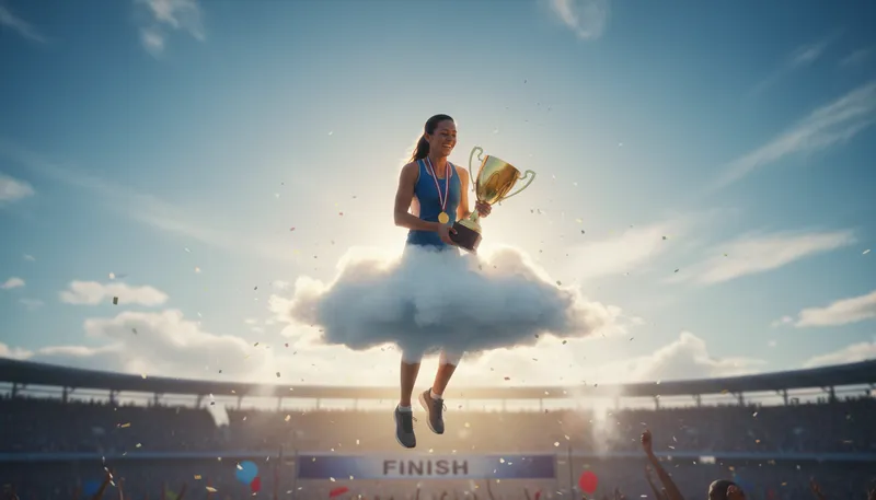 Illustration of cloud nine: Extremely happy and content.