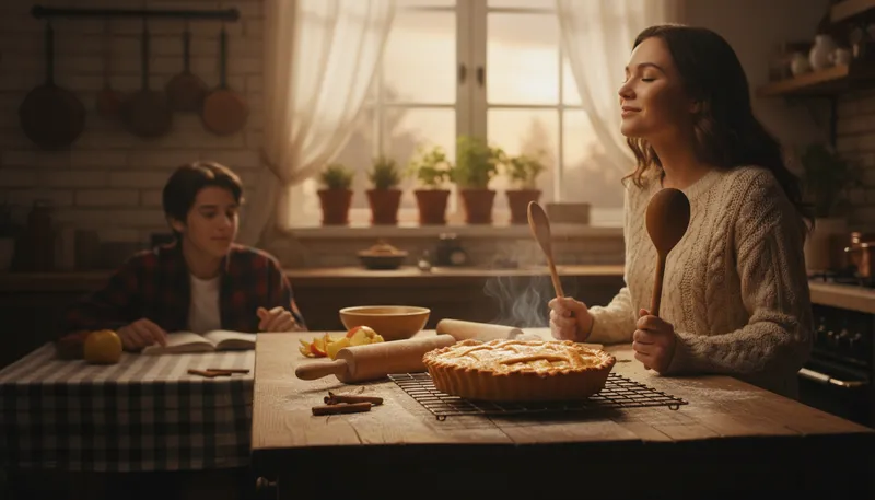 Illustration of pie: a baked dish with a filling and crust.