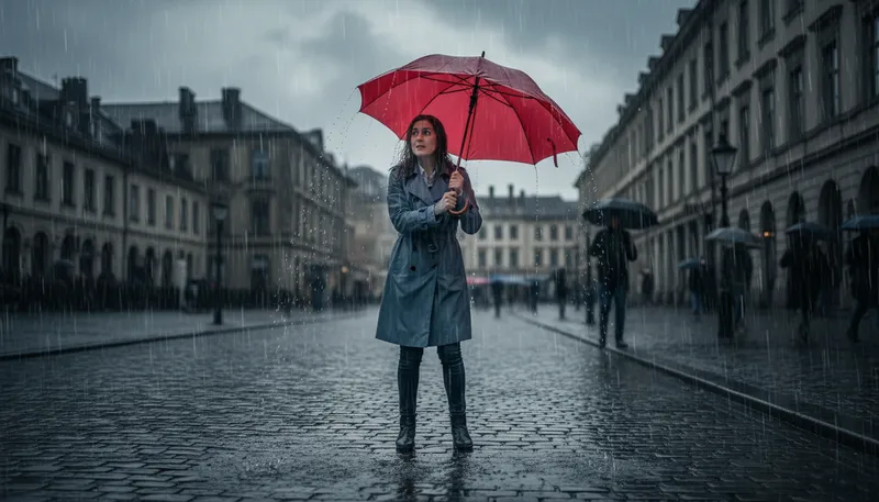 Illustration of umbrella: A device used for protection against rain.