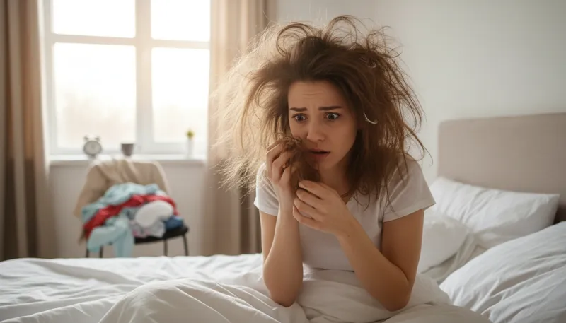 Illustration of bad hair day: A day when hair looks messy.