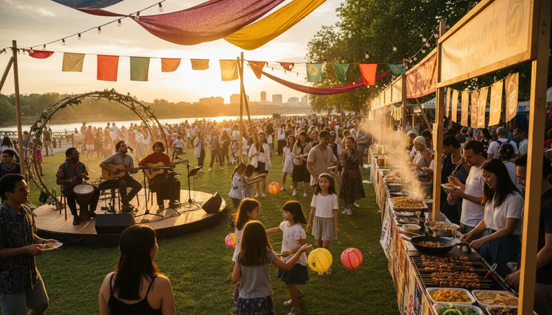 Illustration of multiculturalism: Celebration of diverse cultures in a society.