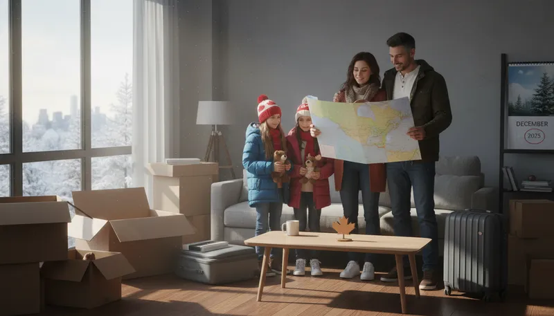 Illustration of immigrate: To move to a new country to live.