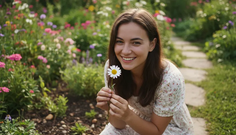Illustration of daisy: A white flower with a yellow center.