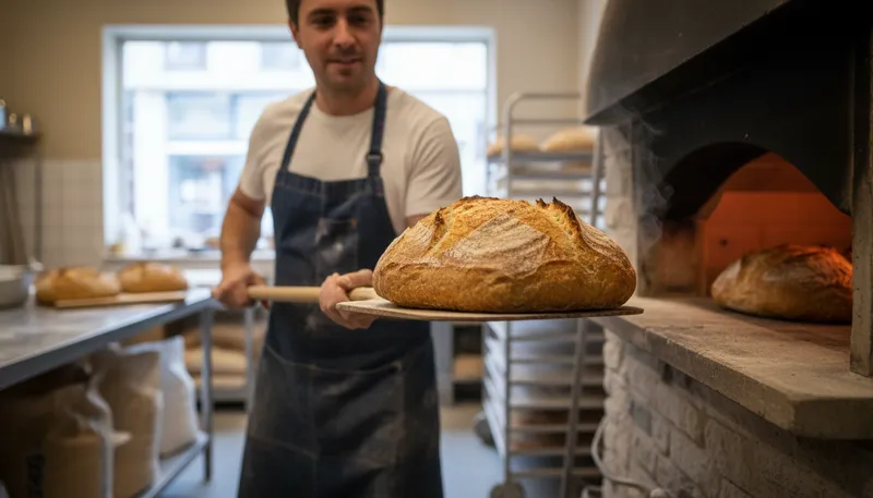 Illustration of sourdough: Bread made with sourdough starter.