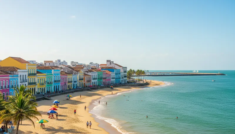 Illustration of recife: A coastal city in Brazil with canals.