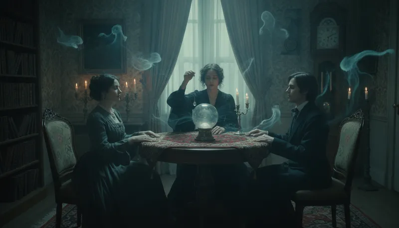 Illustration of spiritualism: The belief in communication with spirits.