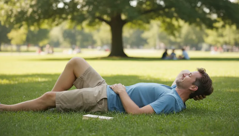 Illustration of lie: to recline or rest in a flat position