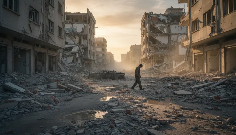 Illustration of rubble: Broken pieces of stone or brick.