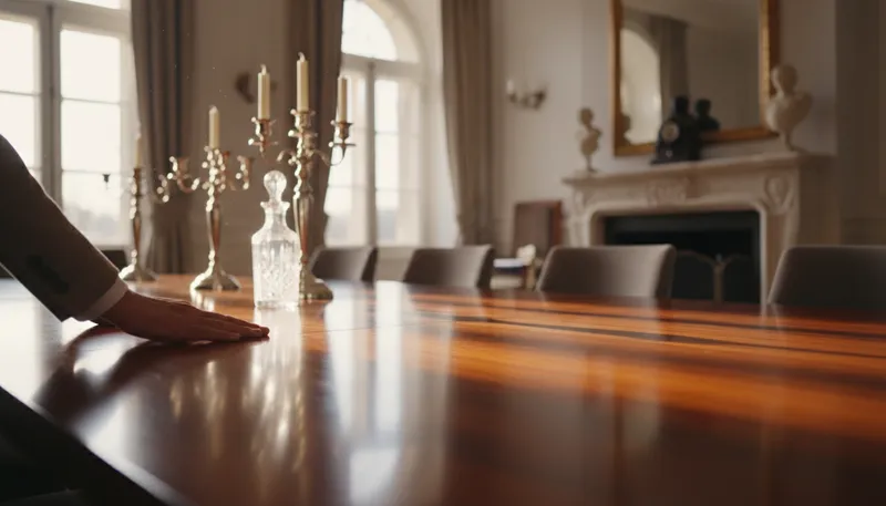 Illustration of mahogany: A rich, reddish-brown wood used in furniture.