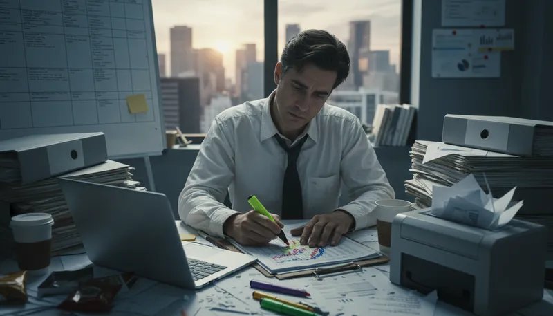 Illustration of busy work: Tasks that keep someone occupied but are unproductive.